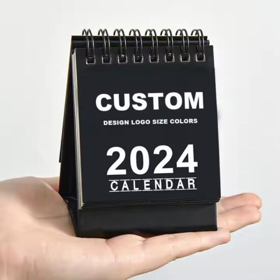Custom foldable pocket desk calendar with printed office design