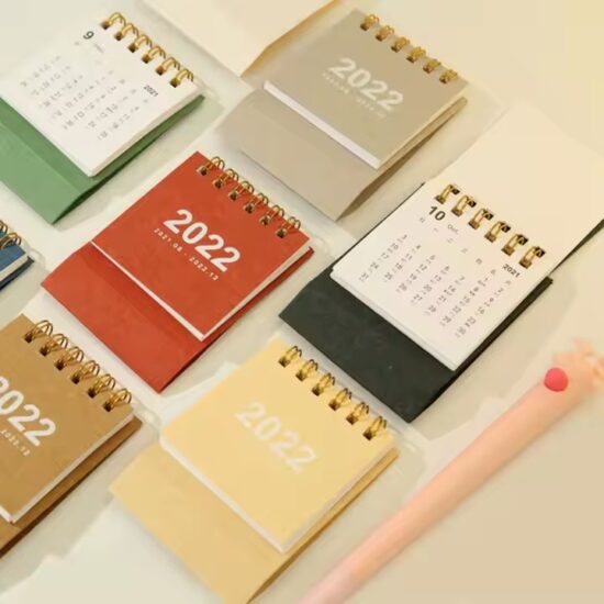 Custom foldable pocket desk calendar with printed office design