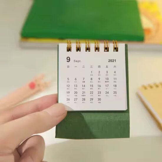 Custom foldable pocket desk calendar with printed office design