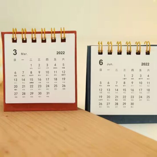 Custom foldable pocket desk calendar with printed office design