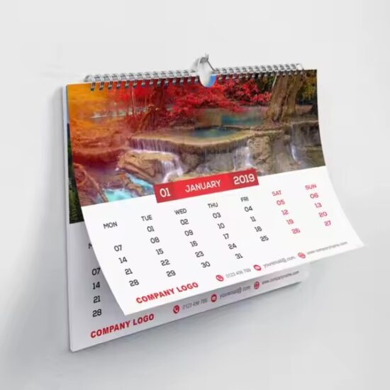Custom business gift poster calendar for office with logo and monthly layout