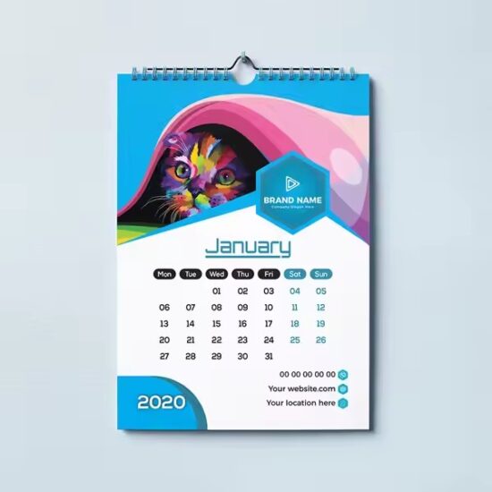 Custom business gift poster calendar for office with logo and monthly layout