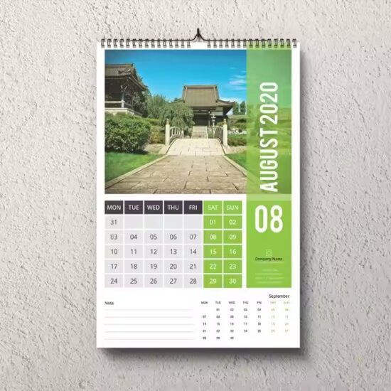 Custom business gift poster calendar for office with logo and monthly layout