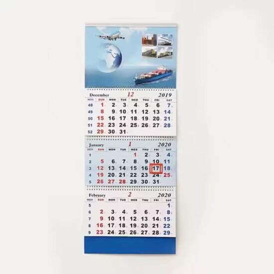 Custom business gift poster calendar for office with logo and monthly layout