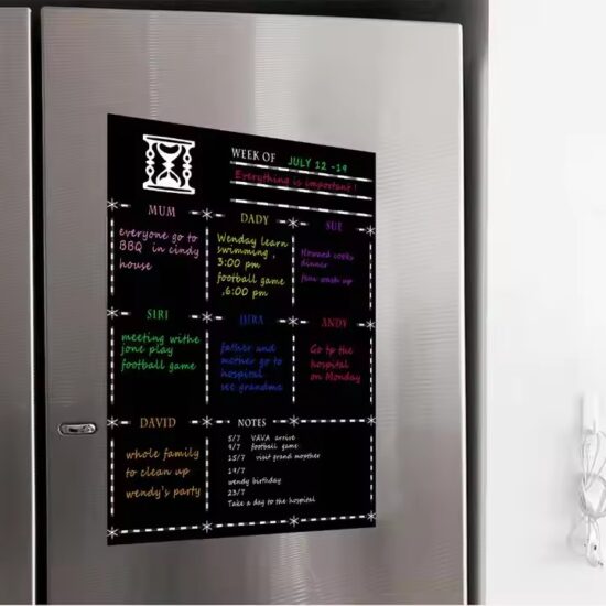 Custom magnetic calendar sticker for fridge planning, dry erase reusable surface