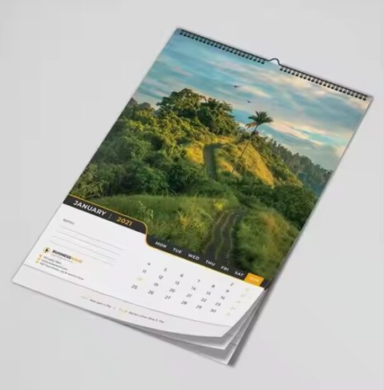 Offset printed wall calendar with customized design for corporate use