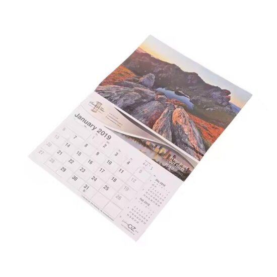 Offset printed wall calendar with customized design for corporate use
