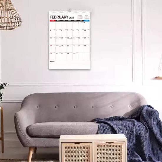 Durable home wall calendar with decorative design