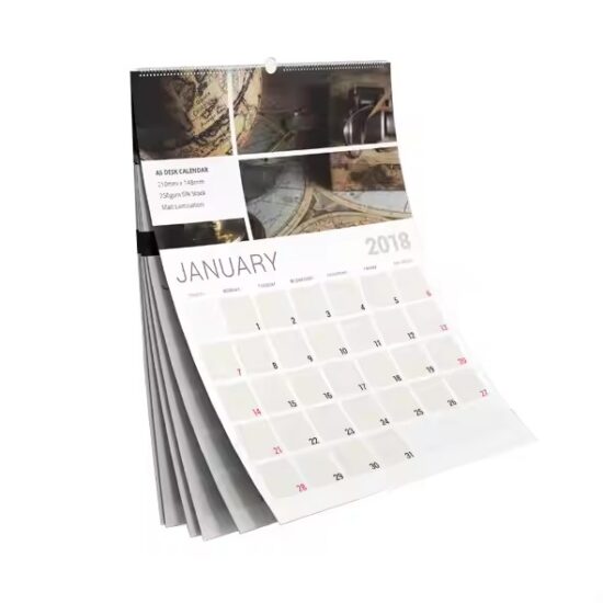 Custom printed home poster calendar with monthly grid and colorful design