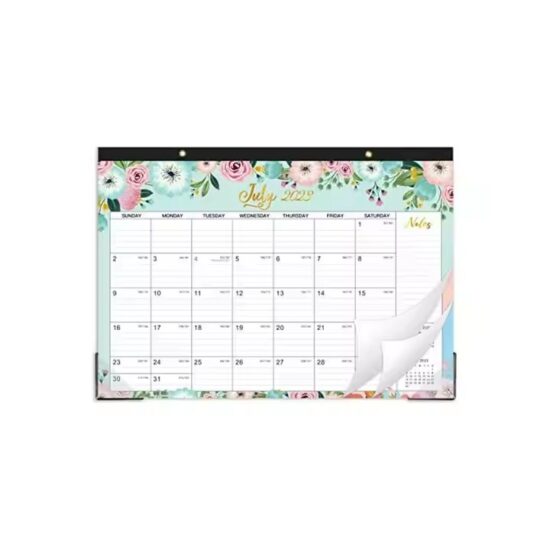 Custom printed home poster calendar with monthly grid and colorful design