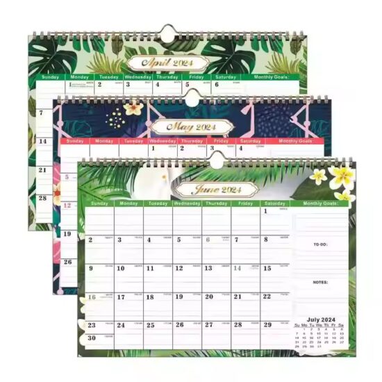 Custom printed home poster calendar with monthly grid and colorful design