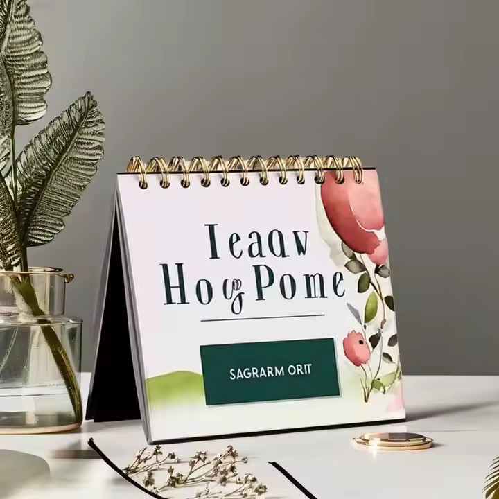 Double-sided standing desk calendar with clear daily layout