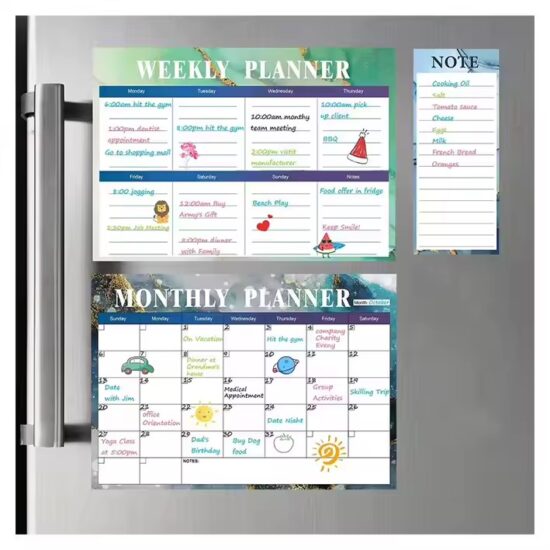 Removable magnetic whiteboard dry erase calendar for fridge organization