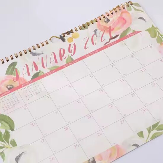 Full-color printed wall poster calendar with custom branding