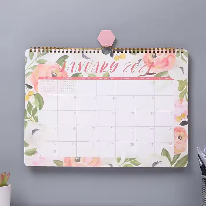 Full-color printed wall poster calendar with custom branding