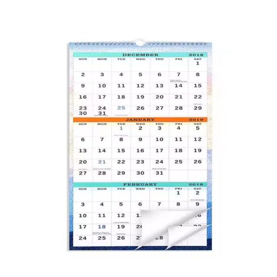 Custom printed large wall calendar for office and business use

