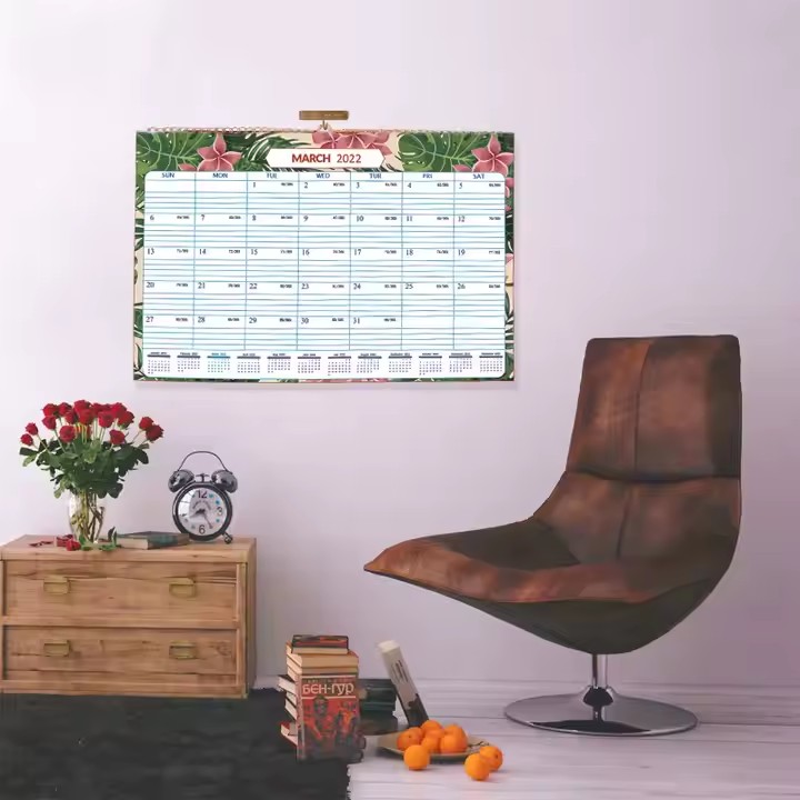 Custom printed large wall calendar for office and business use