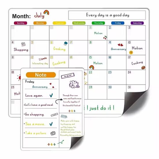 Magnetic fridge memo planner dry erase calendar for daily reminders