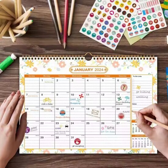 Custom minimalist wall planner calendar for home decor and scheduling