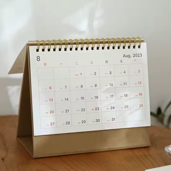 Clean and minimalist desk calendar for organized office spaces