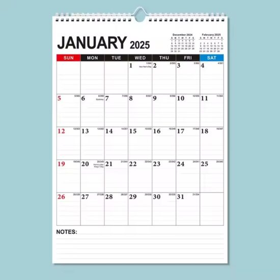 Custom English office wall calendar with corporate logo

