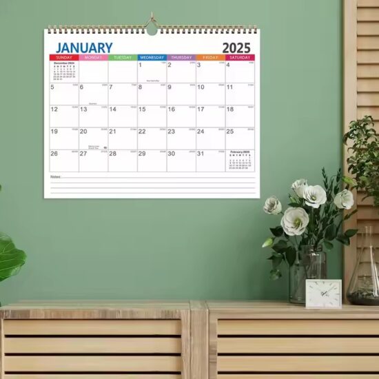 Custom English office wall calendar with corporate logo

