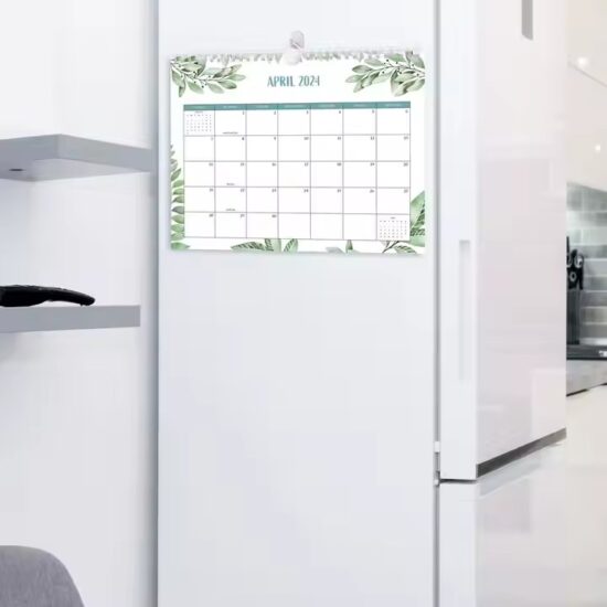 Custom English office wall calendar with corporate logo

