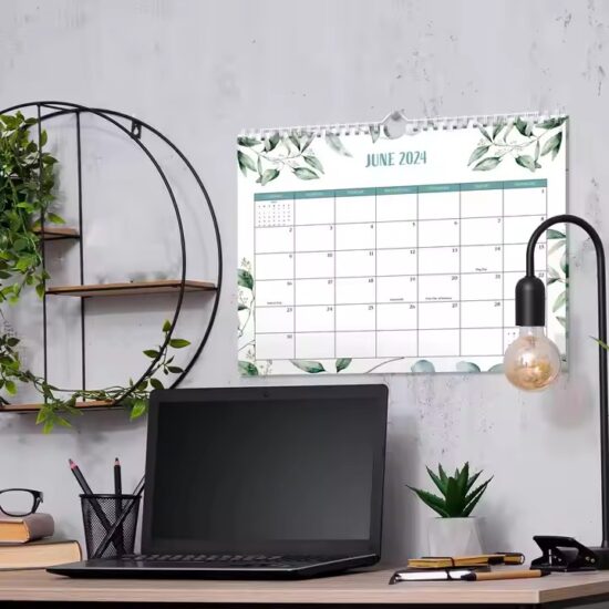 Custom English office wall calendar with corporate logo

