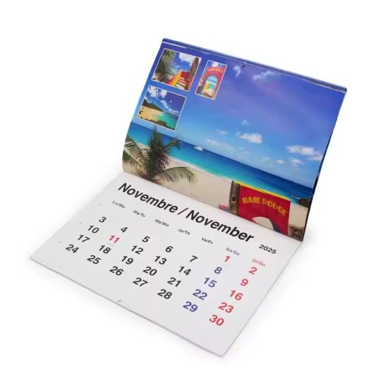 Custom New Year monthly wall calendar with logo and full-color layout