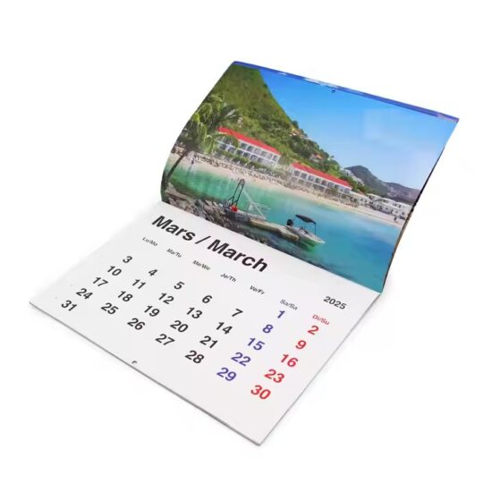 Custom New Year monthly wall calendar with logo and full-color layout