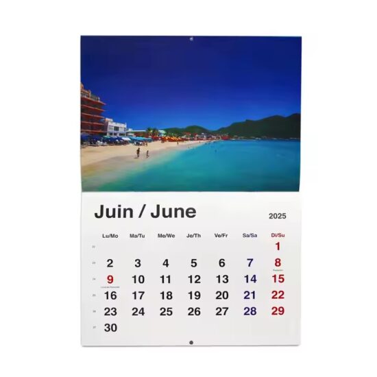 Custom New Year monthly wall calendar with logo and full-color layout