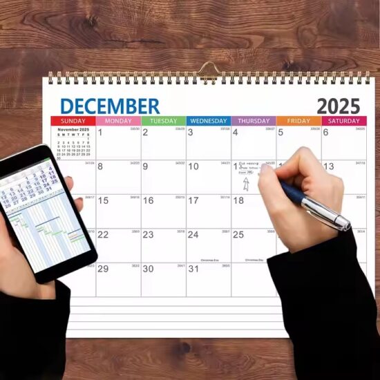 Custom Wall Hanging Planner Calendar with Monthly Layout

