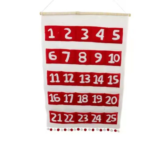 Custom fabric alphabet pocket calendar with A-Z compartments for planning or storage