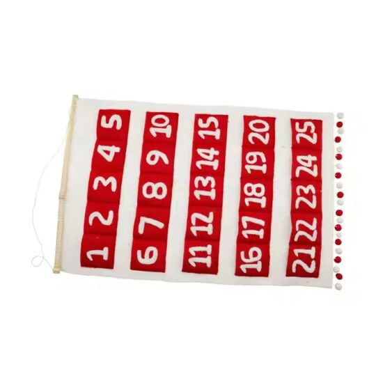Custom fabric alphabet pocket calendar with A-Z compartments for planning or storage