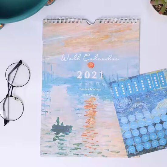 Custom 365-day art wall calendar with creative daily page designs