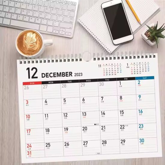 Custom wall calendar for holiday planning and indoor decoration