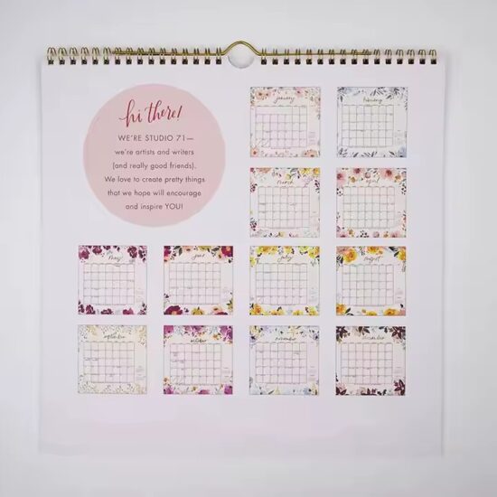 Custom full-color wall calendar for home and office use
