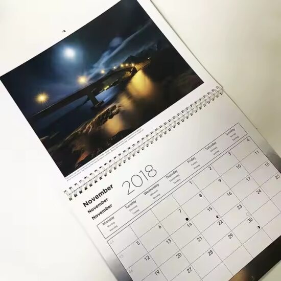 Custom full-color printed planner wall calendar with branding