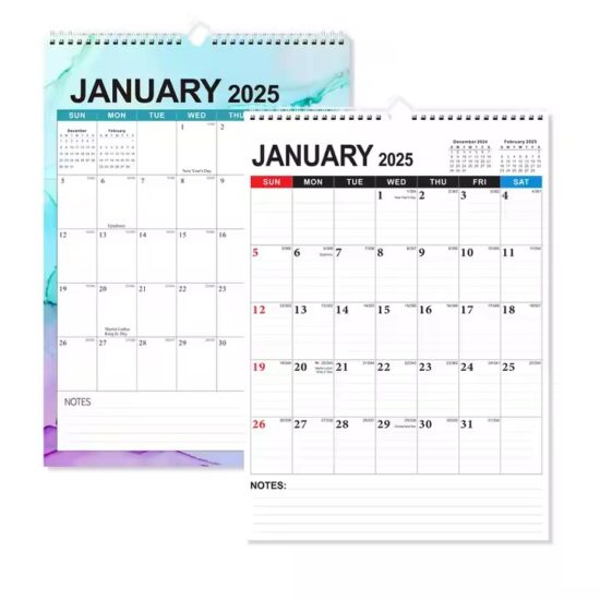 Custom paper family planner wall calendar for home use