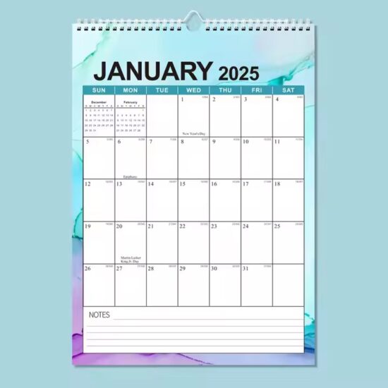 Custom paper family planner wall calendar for home use