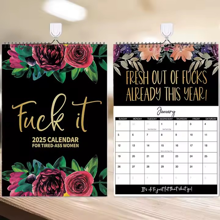Colorful custom-printed family wall calendar with monthly planner layout