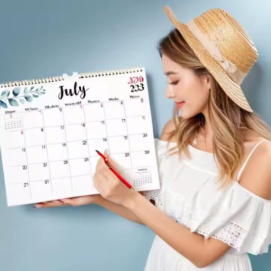 Custom printed wall calendar for office use with company logo