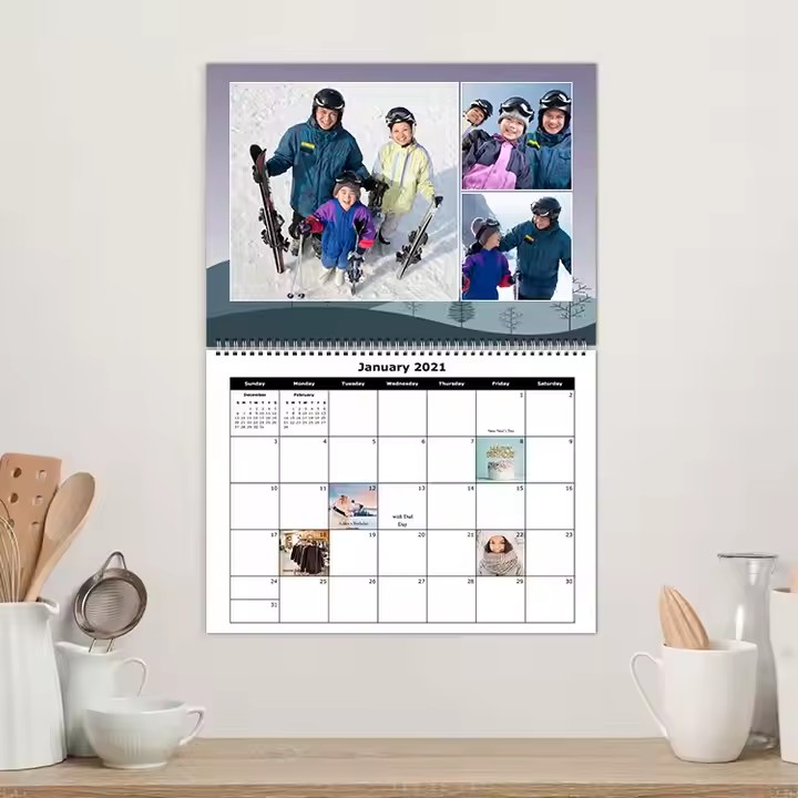 Custom printed wall calendar for office use with company logo