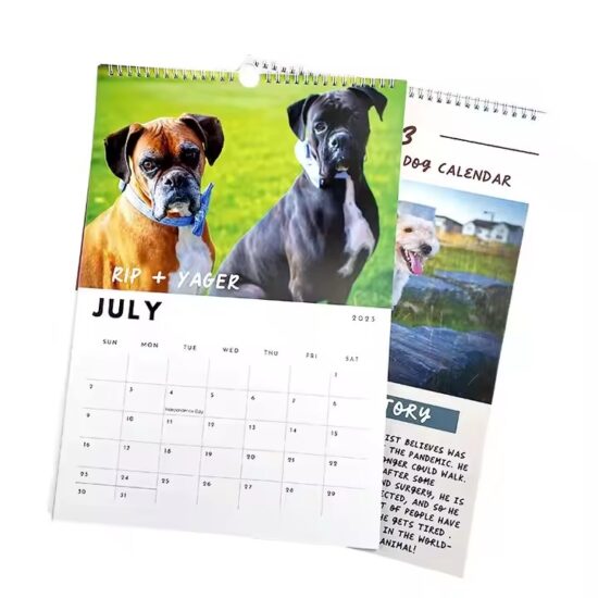 Custom printed wall calendar for office use with company logo