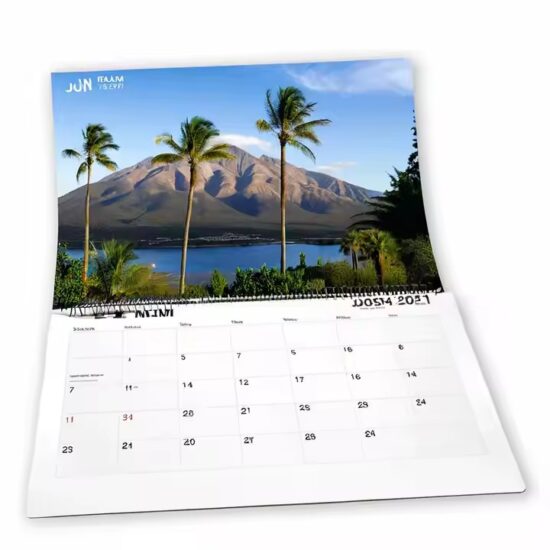 Custom printed wall calendar for office use with company logo