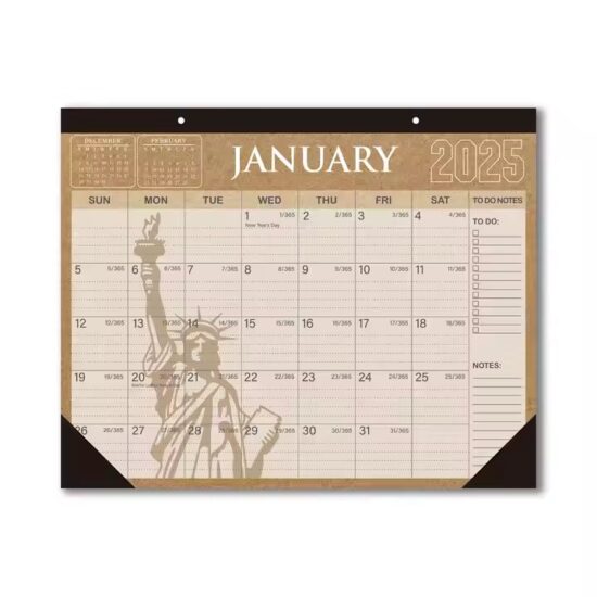 Custom printed monthly wall calendar with personalized design and logo