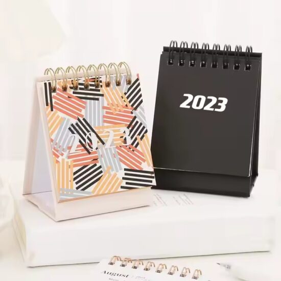 Mini custom desk calendar with fabric pockets for workspace organization