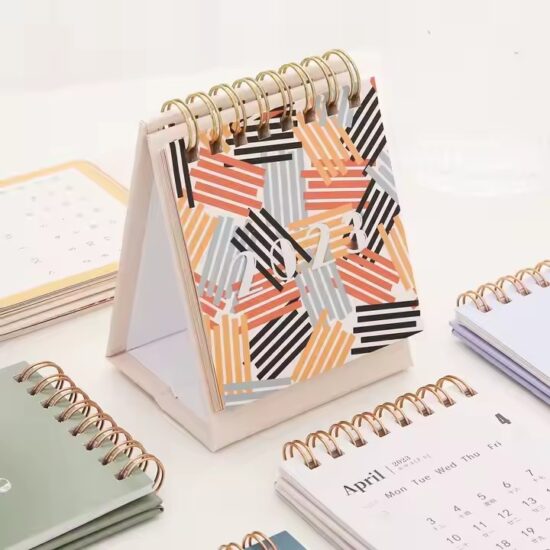 Mini custom desk calendar with fabric pockets for workspace organization
