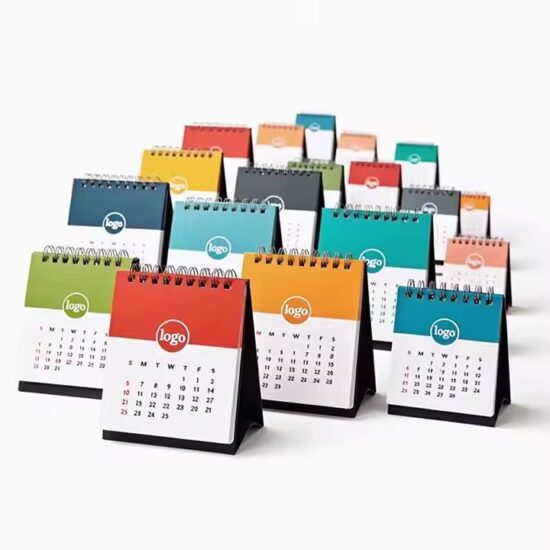 Mini custom desk calendar with fabric pockets for workspace organization