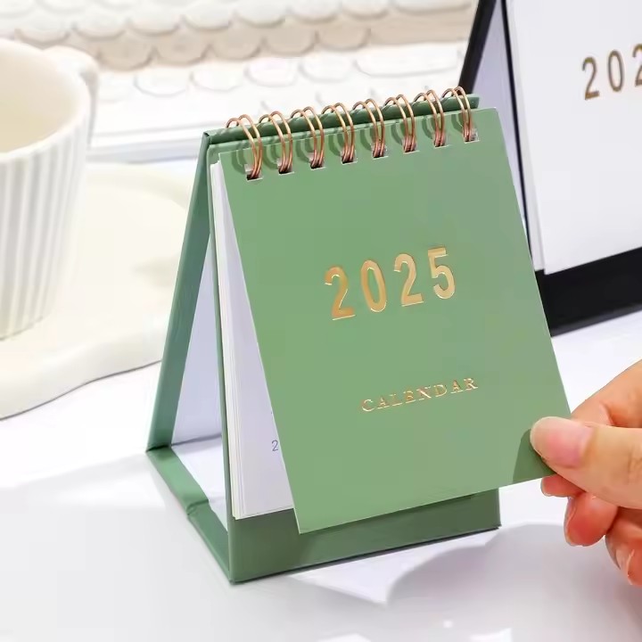 Mini custom desk calendar with fabric pockets for workspace organization